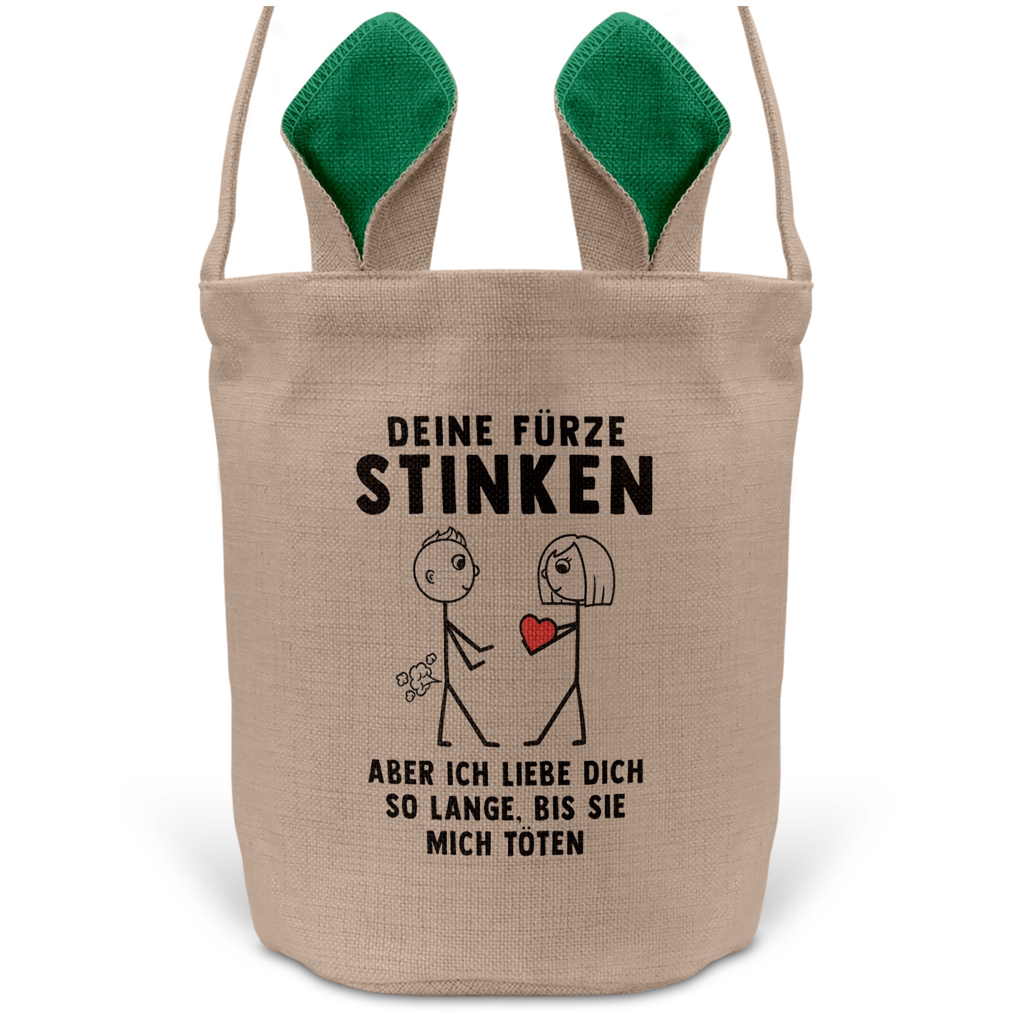 22Feels® Männer Ehemann Freund Ostern Osterkorb mit Henkel Ostergeschenk Tragetasche Ostern Deko Osternest Körbchen Hasenohren (Beige/Grün)-Ostern Tragetasche-22Feels
