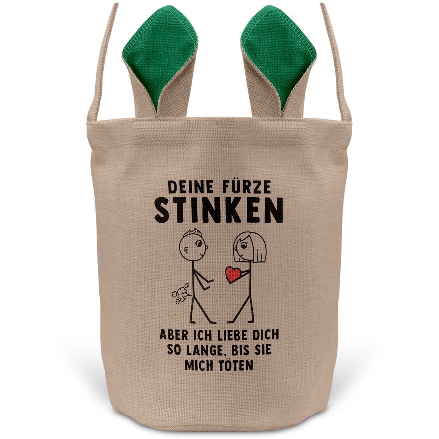 22Feels® Männer Ehemann Freund Ostern Osterkorb mit Henkel Ostergeschenk Tragetasche Ostern Deko Osternest Körbchen Hasenohren (Beige/Grün)-Ostern Tragetasche-22Feels