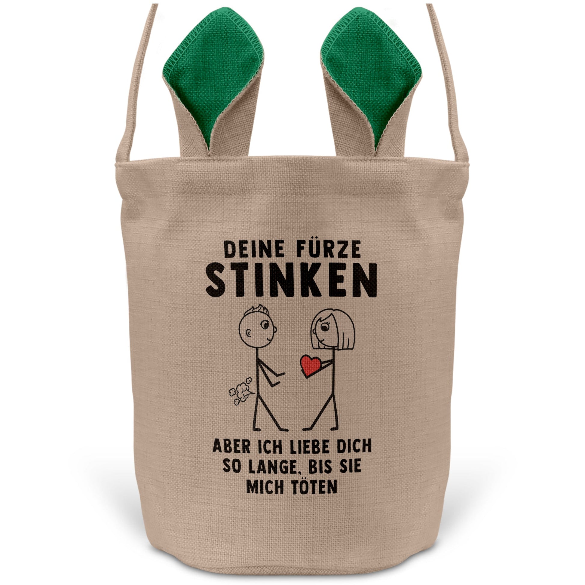 22Feels® Männer Ehemann Freund Ostern Osterkorb mit Henkel Ostergeschenk Tragetasche Ostern Deko Osternest Körbchen Hasenohren (Beige/Grün)-Ostern Tragetasche-22Feels