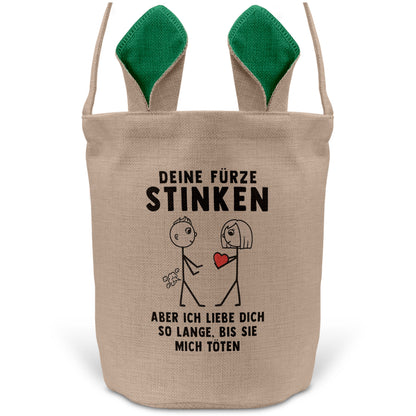 22Feels® Männer Ehemann Freund Ostern Osterkorb mit Henkel Ostergeschenk Tragetasche Ostern Deko Osternest Körbchen Hasenohren (Beige/Grün)-Ostern Tragetasche-22Feels