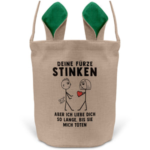 22Feels® Männer Ehemann Freund Ostern Osterkorb mit Henkel Ostergeschenk Tragetasche Ostern Deko Osternest Körbchen Hasenohren (Beige/Grün)-Ostern Tragetasche-22Feels