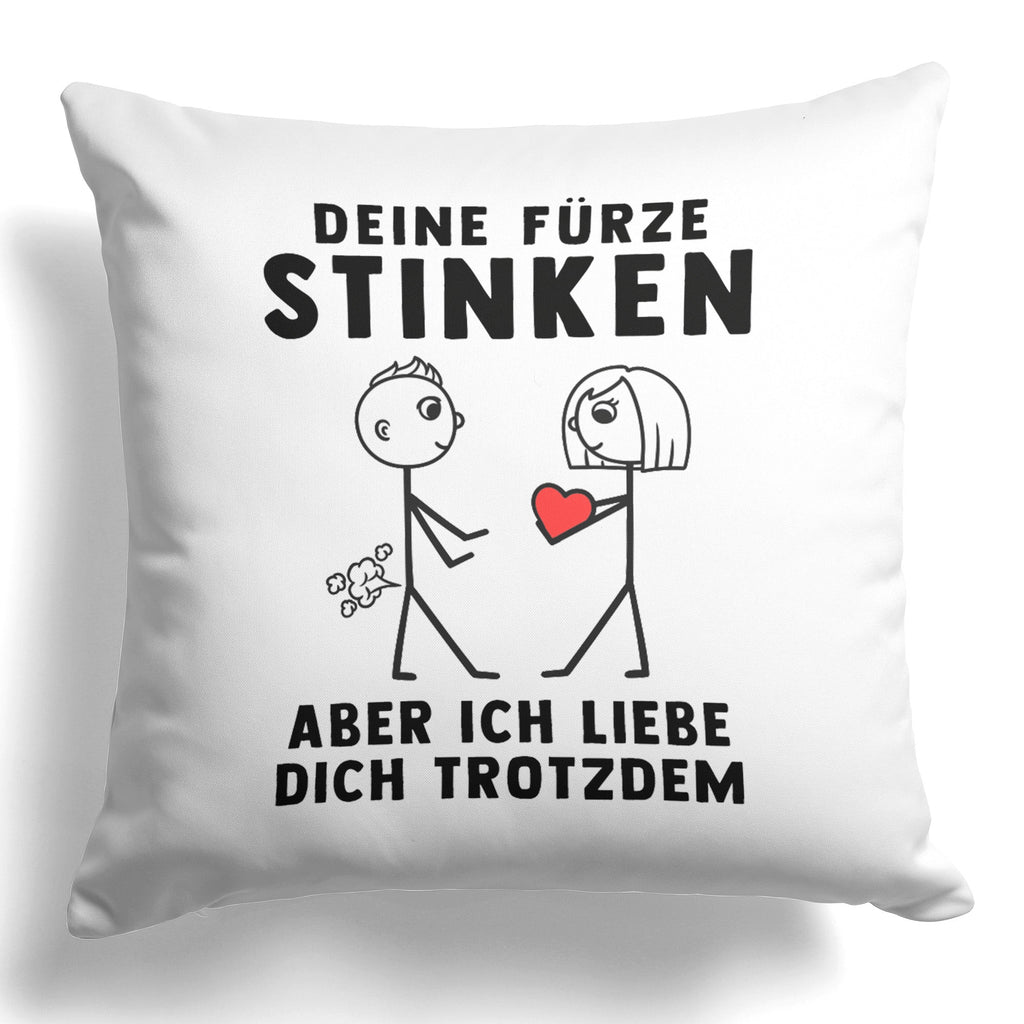 22Feels® ORIGINAL Kissen - Männer Geschenk - Spruch: Deine Fürze Stinken (Weiss, 40x40cm)-Kissen Weiss 40x40-22Feels