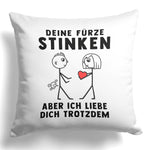 22Feels® ORIGINAL Kissen - Männer Geschenk - Spruch: Deine Fürze Stinken (Weiss, 40x40cm)-Kissen Weiss 40x40-22Feels