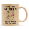 22Feels® ORIGINAL Glitzertasse - Männer Geschenk - Spruch: Deine Fürze Stinken (Gold, 320ml)-Glitzertasse Gold 320ml-22Feels