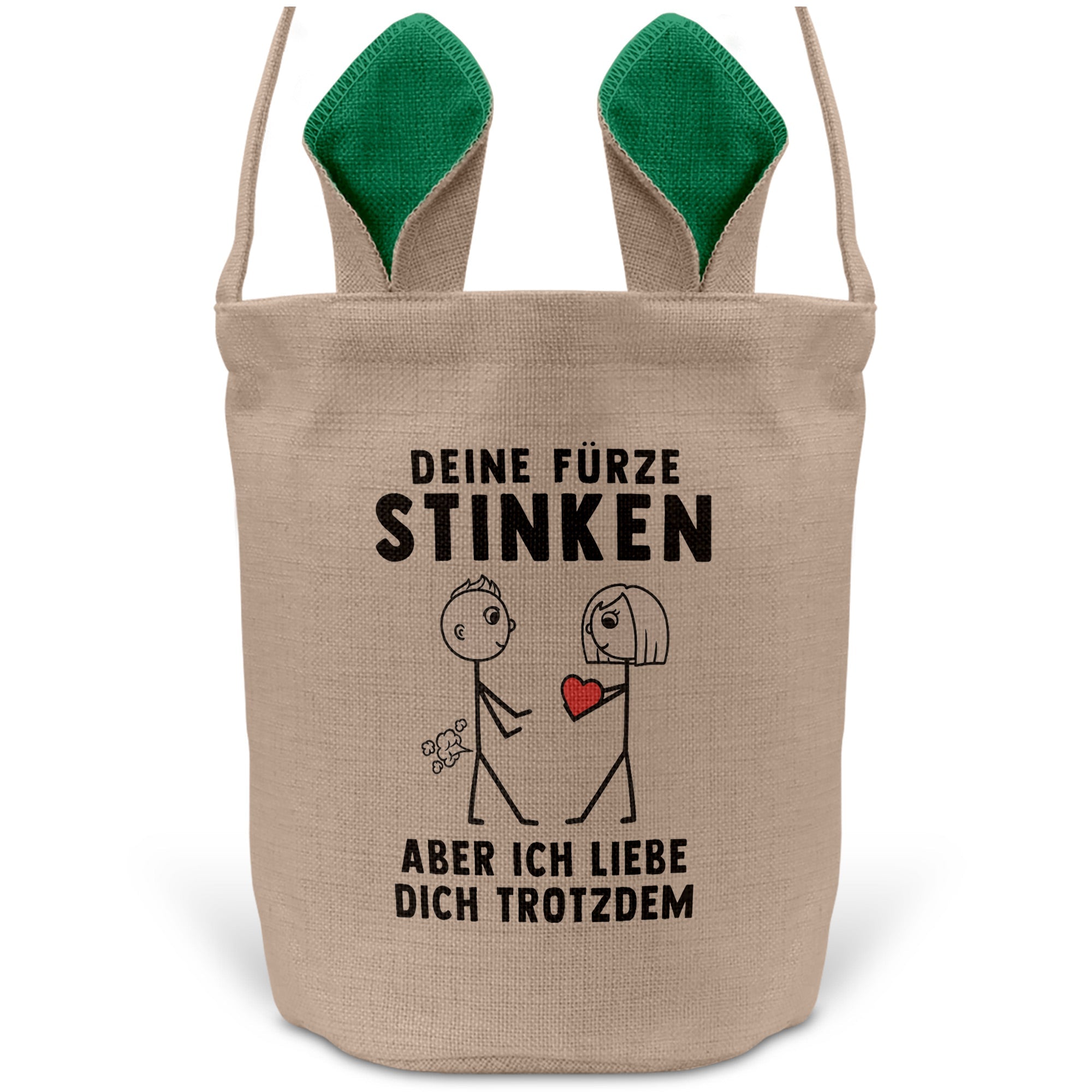 22Feels® Männer Ehemann Freund Ostern Osterkorb mit Henkel Ostergeschenk Tragetasche Ostern Deko Osternest Körbchen Hasenohren (Beige/Grün)-Ostern Tragetasche-22Feels
