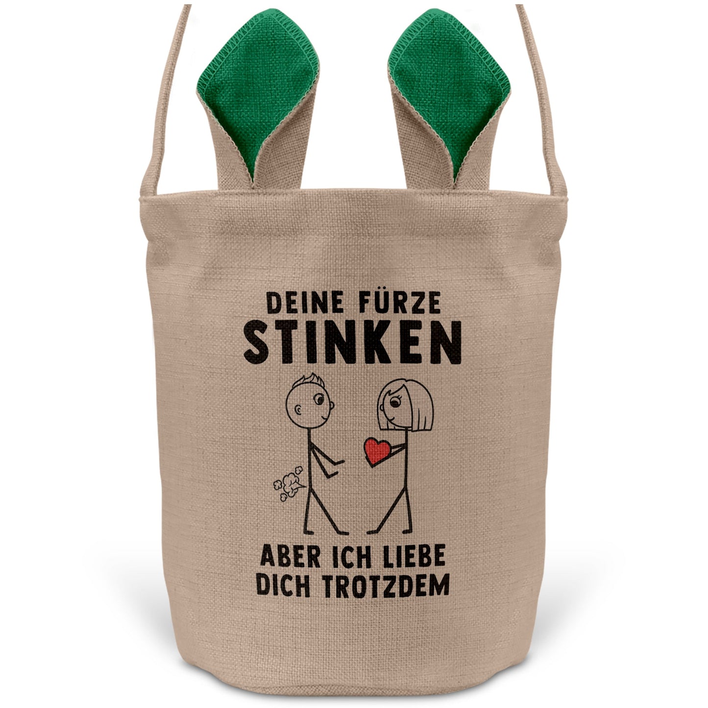 22Feels® Männer Ehemann Freund Ostern Osterkorb mit Henkel Ostergeschenk Tragetasche Ostern Deko Osternest Körbchen Hasenohren (Beige/Grün)-Ostern Tragetasche-22Feels