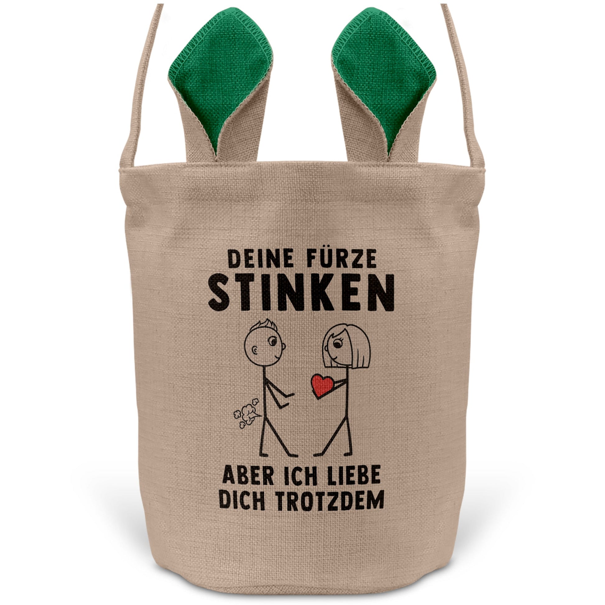 22Feels® Männer Ehemann Freund Ostern Osterkorb mit Henkel Ostergeschenk Tragetasche Ostern Deko Osternest Körbchen Hasenohren (Beige/Grün)-Ostern Tragetasche-22Feels