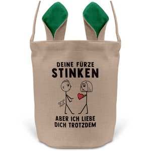 22Feels® Männer Ehemann Freund Ostern Osterkorb mit Henkel Ostergeschenk Tragetasche Ostern Deko Osternest Körbchen Hasenohren (Beige/Grün)-Ostern Tragetasche-22Feels