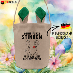 22Feels® Männer Ehemann Freund Ostern Osterkorb mit Henkel Ostergeschenk Tragetasche Ostern Deko Osternest Körbchen Hasenohren (Beige/Grün)-Ostern Tragetasche-22Feels