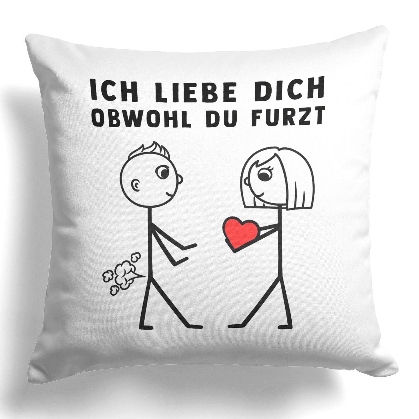 22Feels® ORIGINAL Kissen - Männer Geschenk - Spruch: Ich Liebe Dich Obwohl Du Furzt (Weiss, 40x40cm)-Kissen Weiss 40x40-22Feels
