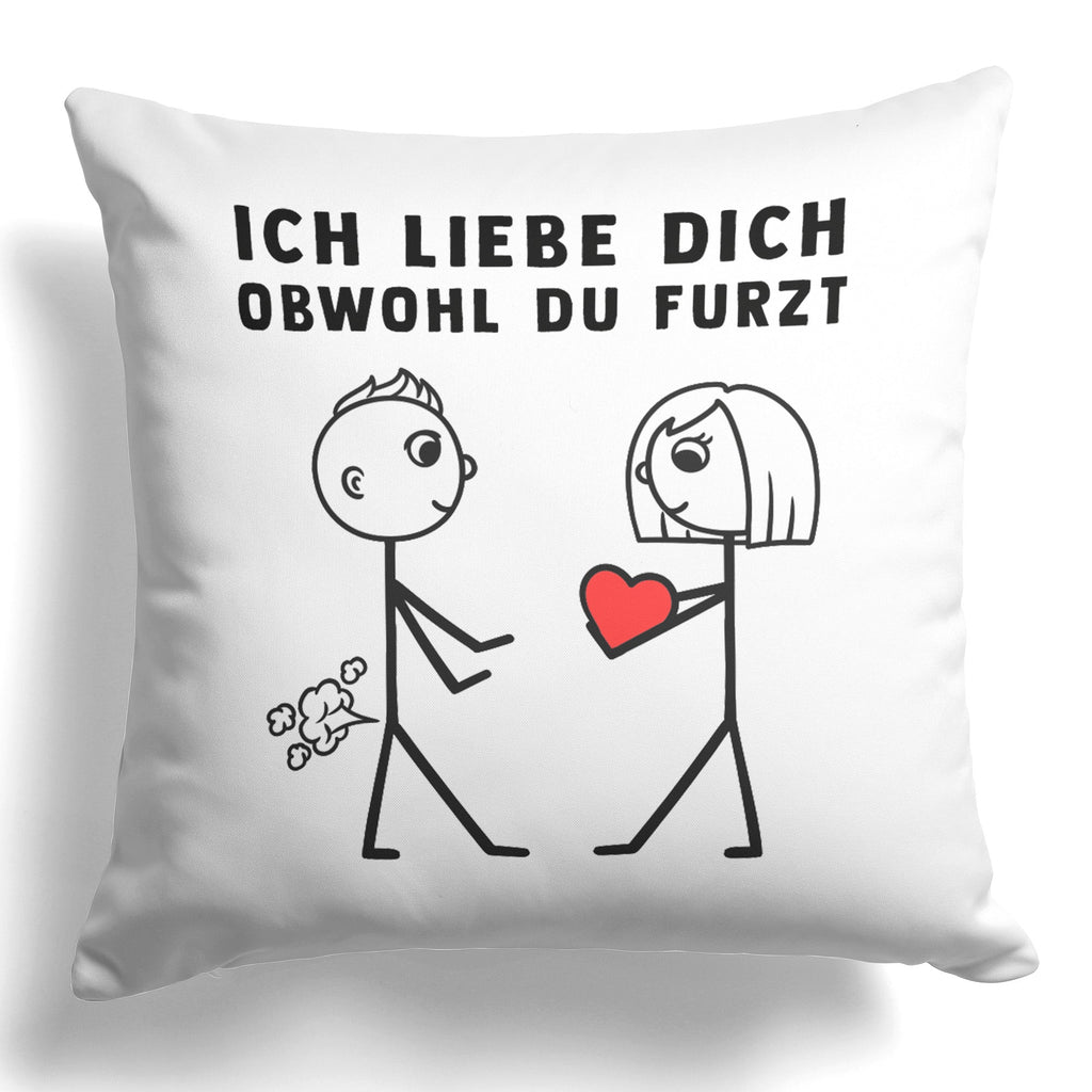 22Feels® ORIGINAL Kissen - Männer Geschenk - Spruch: Ich Liebe Dich Obwohl Du Furzt (Weiss, 40x40cm)-Kissen Weiss 40x40-22Feels