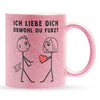 22Feels® ORIGINAL Glitzertasse - Männer Geschenk - Spruch: Ich Liebe Dich Obwohl Du Furzt (Pink, 320ml)-Glitzertasse Pink 320ml-22Feels