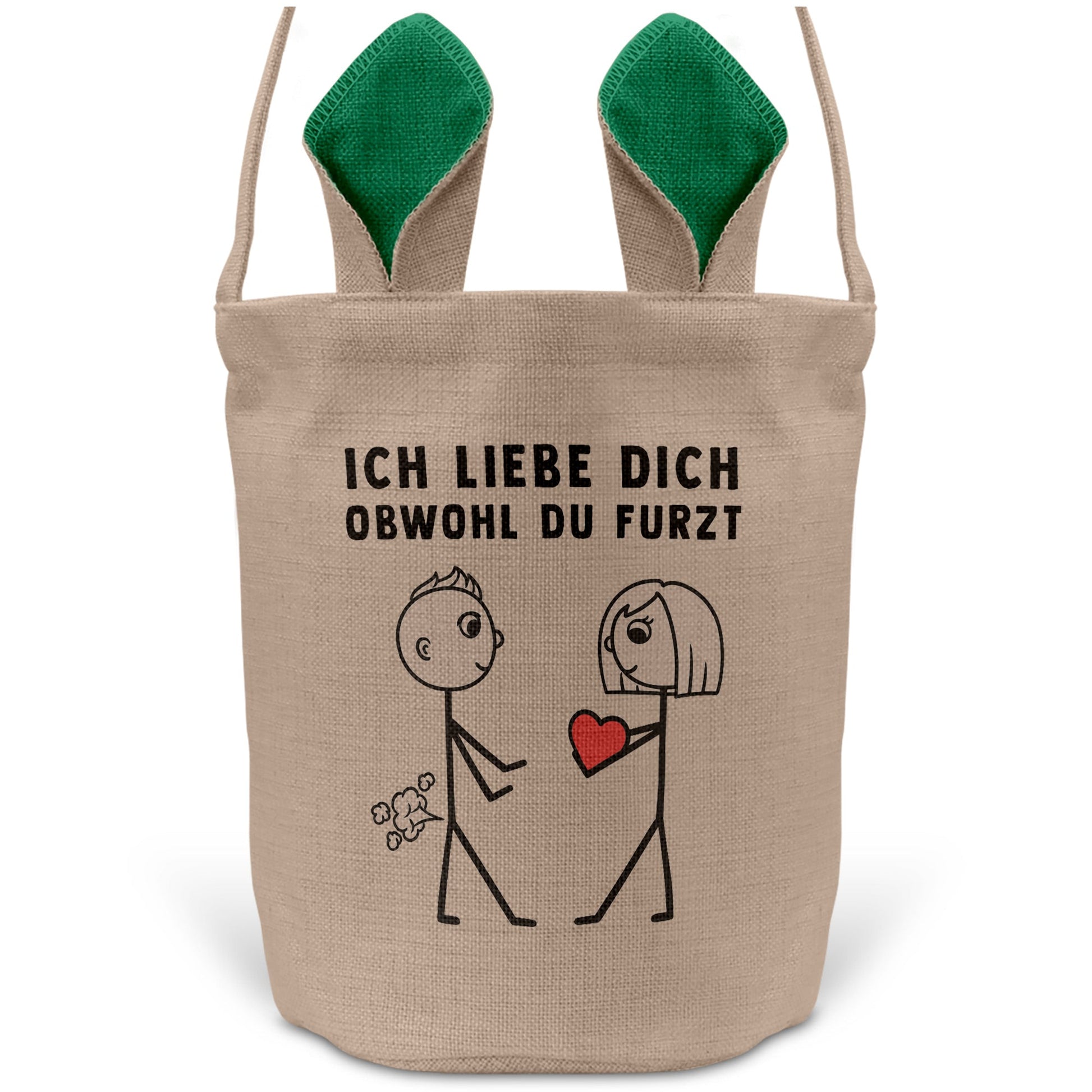 22Feels® Männer Ehemann Freund Ostern Osterkorb mit Henkel Ostergeschenk Tragetasche Ostern Deko Osternest Körbchen Hasenohren (Beige/Grün)-Ostern Tragetasche-22Feels