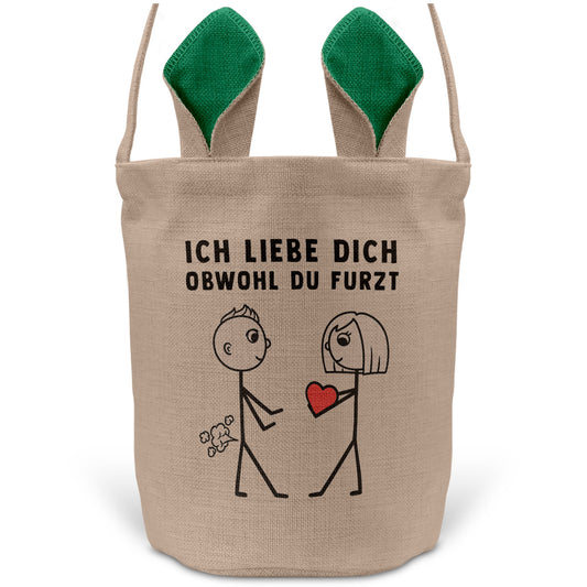 22Feels® Männer Ehemann Freund Ostern Osterkorb mit Henkel Ostergeschenk Tragetasche Ostern Deko Osternest Körbchen Hasenohren (Beige/Grün)-Ostern Tragetasche-22Feels
