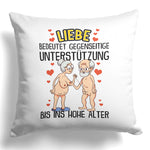 22Feels® Paar Geschenk zum Jahrestag, Hochzeitstag, Valentinstag etc. - Kissen mit Spruch: Liebe bedeutet (Weiss 40x40cm)-Kissen Weiss 40x40-22Feels