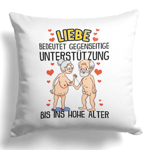 22Feels® Paar Geschenk zum Jahrestag, Hochzeitstag, Valentinstag etc. - Kissen mit Spruch: Liebe bedeutet (Weiss 40x40cm)-Kissen Weiss 40x40-22Feels