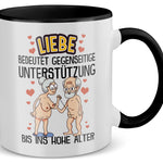 22Feels® Paar Geschenk zum Jahrestag, Hochzeitstag, Valentinstag etc. - Tasse mit Spruch: Liebe bedeutet (Weiss-Schwarz, 320ml)-TwoTone Tasse Weiss-Schwarz 320ml-22Feels