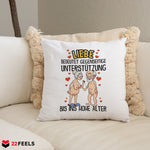 22Feels® Paar Geschenk zum Jahrestag, Hochzeitstag, Valentinstag etc. - Kissen mit Spruch: Liebe bedeutet (Weiss 40x40cm)-Kissen Weiss 40x40-22Feels