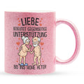 22Feels® Paar Geschenk zum Jahrestag, Hochzeitstag, Valentinstag etc. - Glitzertasse mit Spruch: Liebe bedeutet (Pink, 320ml)-Glitzertasse Pink 320ml-22Feels