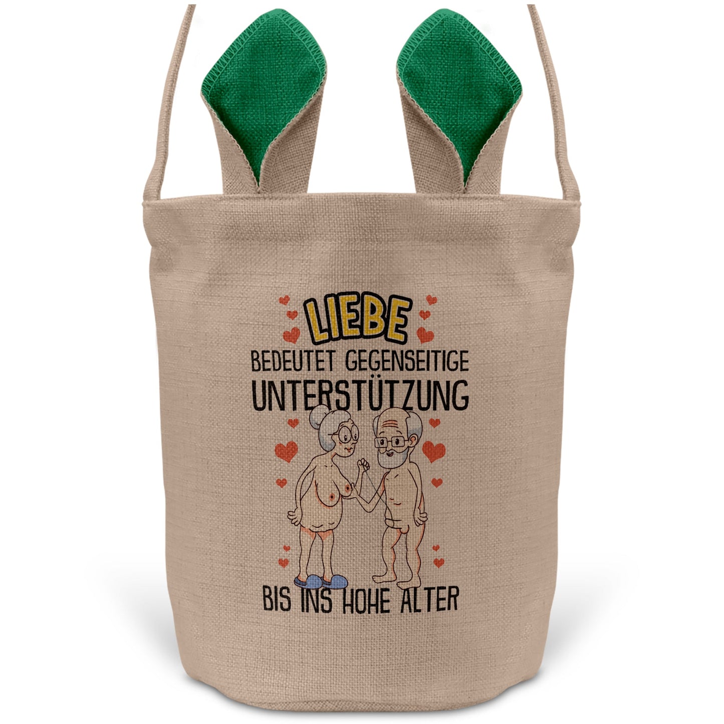 22Feels® Männer Frauen Osterkorb Liebe Paar Ehefrau Ehemann Freund Freundin Ostern mit Henkel Ostergeschenk Tragetasche Ostern Deko Osternest Körbchen Hasenohren (Beige/Grün)-Ostern Tragetasche-22Feels