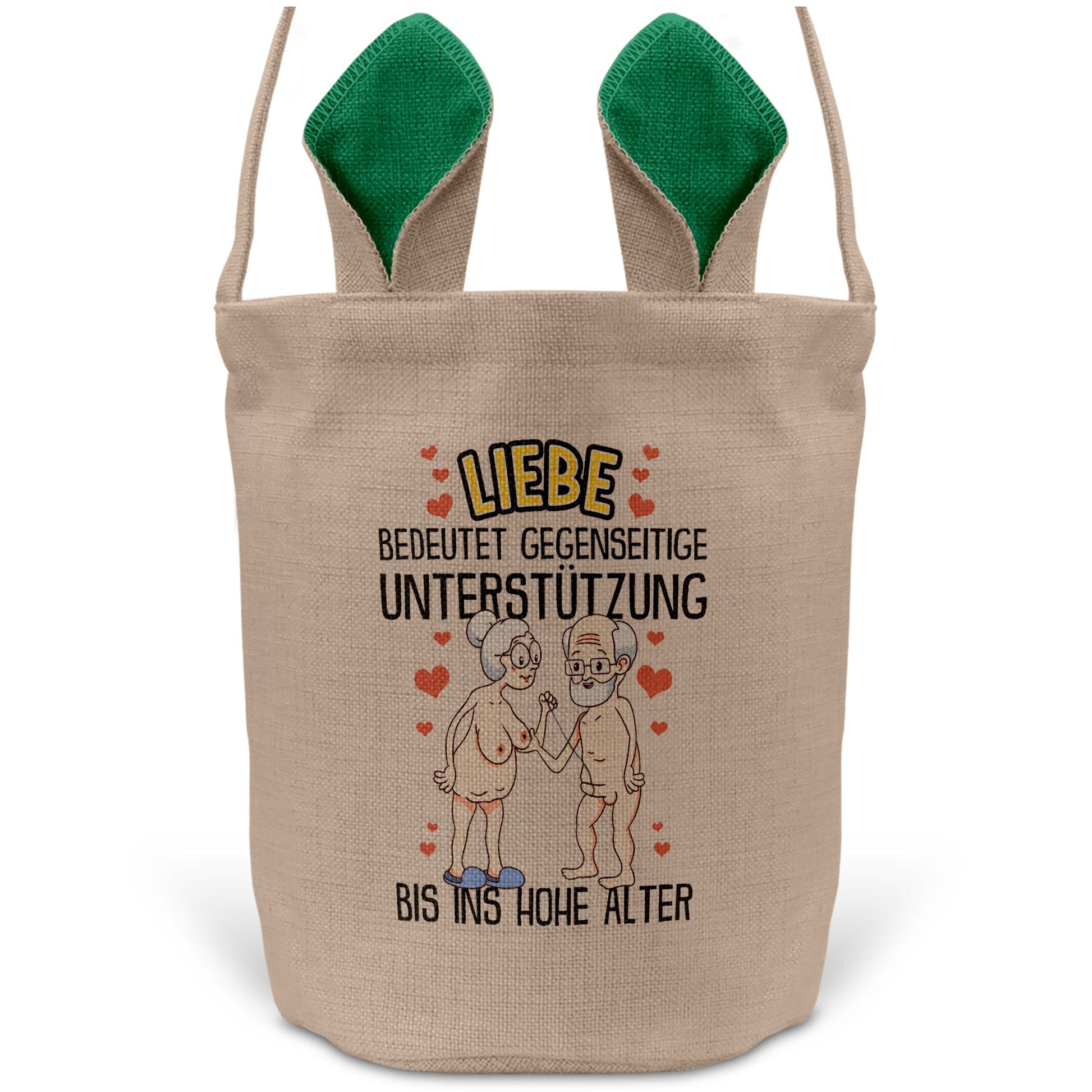 22Feels® Männer Frauen Osterkorb Liebe Paar Ehefrau Ehemann Freund Freundin Ostern mit Henkel Ostergeschenk Tragetasche Ostern Deko Osternest Körbchen Hasenohren (Beige/Grün)-Ostern Tragetasche-22Feels