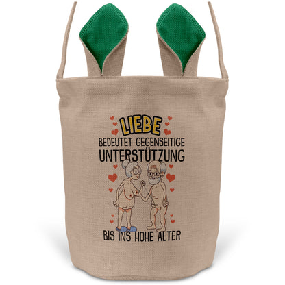 22Feels® Männer Frauen Osterkorb Liebe Paar Ehefrau Ehemann Freund Freundin Ostern mit Henkel Ostergeschenk Tragetasche Ostern Deko Osternest Körbchen Hasenohren (Beige/Grün)-Ostern Tragetasche-22Feels
