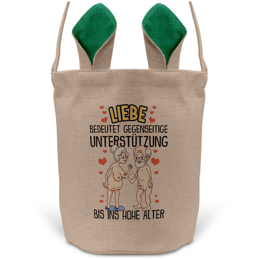 22Feels® Männer Frauen Osterkorb Liebe Paar Ehefrau Ehemann Freund Freundin Ostern mit Henkel Ostergeschenk Tragetasche Ostern Deko Osternest Körbchen Hasenohren (Beige/Grün)-Ostern Tragetasche-22Feels