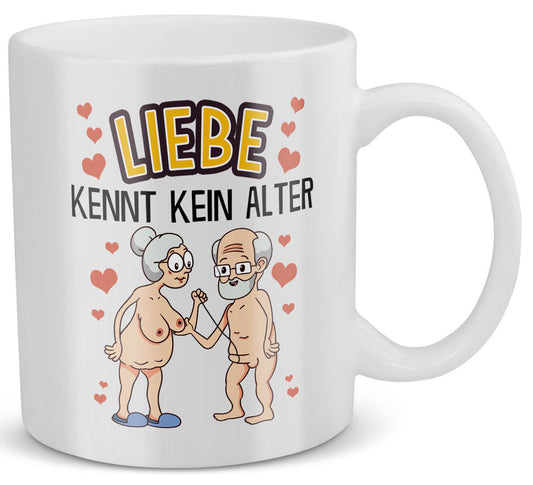 22Feels® Geschenk für Paare - Spruch: Liebe Kennt Kein Alter (Weiss, 320ml)-Weisse Tasse 320ml-22Feels