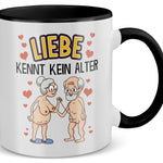 22Feels® Paar Geschenk zum Jahrestag, Hochzeitstag, Valentinstag etc. - Tasse mit Spruch: Liebe kennt kein Alter (Weiss-Schwarz, 320ml)-TwoTone Tasse Weiss-Schwarz 320ml-22Feels
