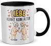 22Feels® Paar Geschenk zum Jahrestag, Hochzeitstag, Valentinstag etc. - Tasse mit Spruch: Liebe kennt kein Alter (Weiss-Schwarz, 320ml)-TwoTone Tasse Weiss-Schwarz 320ml-22Feels