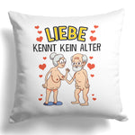 22Feels® Paar Geschenk zum Jahrestag, Hochzeitstag, Valentinstag etc. - Kissen mit Spruch: Liebe kennt kein Alter (Weiss 40x40cm)-Kissen Weiss 40x40-22Feels
