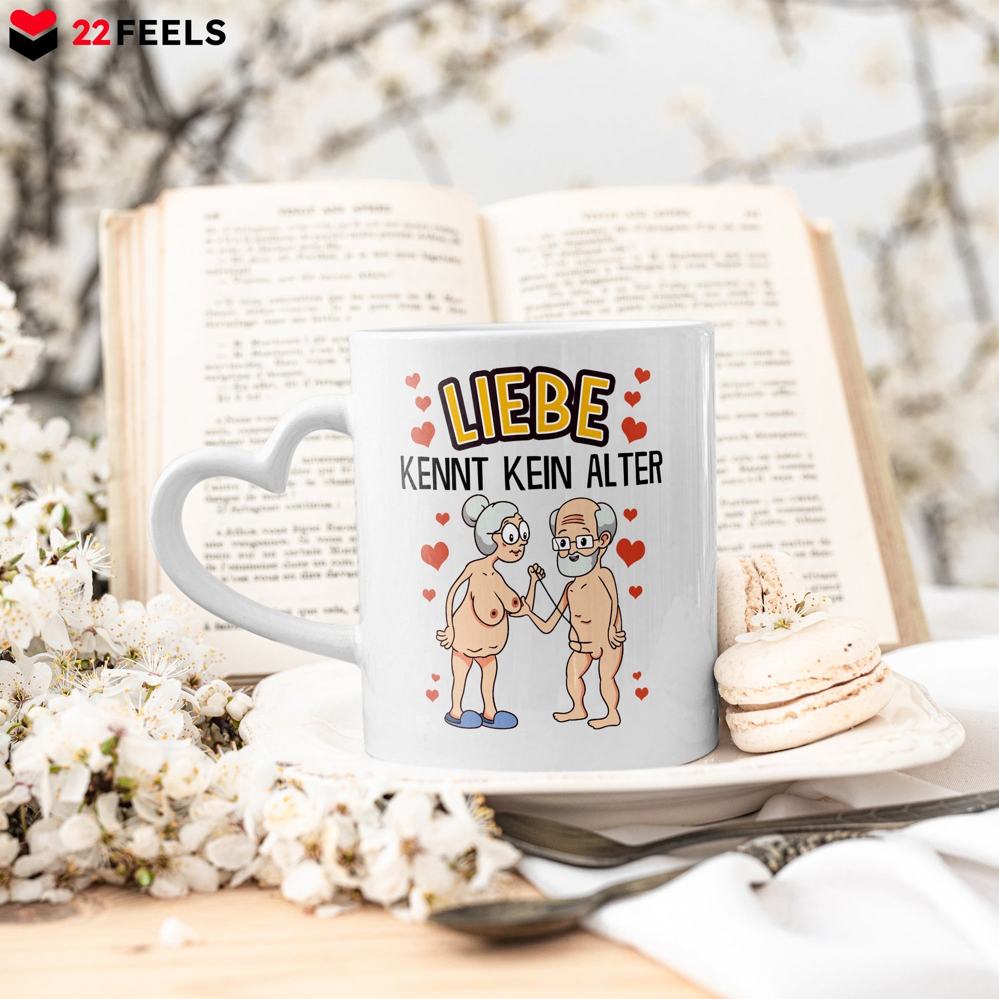 22Feels® Paar Geschenk zum Jahrestag, Hochzeitstag, Valentinstag etc. - Tasse mit Spruch (Herzhenkel, Weiss, 320ml)-Tasse Weiss Herzhenkel 320ml-22Feels