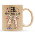22Feels® Paar Geschenk zum Jahrestag, Hochzeitstag, Valentinstag etc. - Glitzertasse mit Spruch: Liebe kennt kein Alter (Gold, 320ml)-Glitzertasse Gold 320ml-22Feels