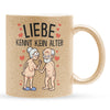 22Feels® Paar Geschenk zum Jahrestag, Hochzeitstag, Valentinstag etc. - Glitzertasse mit Spruch: Liebe kennt kein Alter (Gold, 320ml)-Glitzertasse Gold 320ml-22Feels