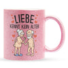 22Feels® Paar Geschenk zum Jahrestag, Hochzeitstag, Valentinstag etc. - Glitzertasse mit Spruch: Liebe kennt kein Alter (Pink, 320ml)-Glitzertasse Pink 320ml-22Feels