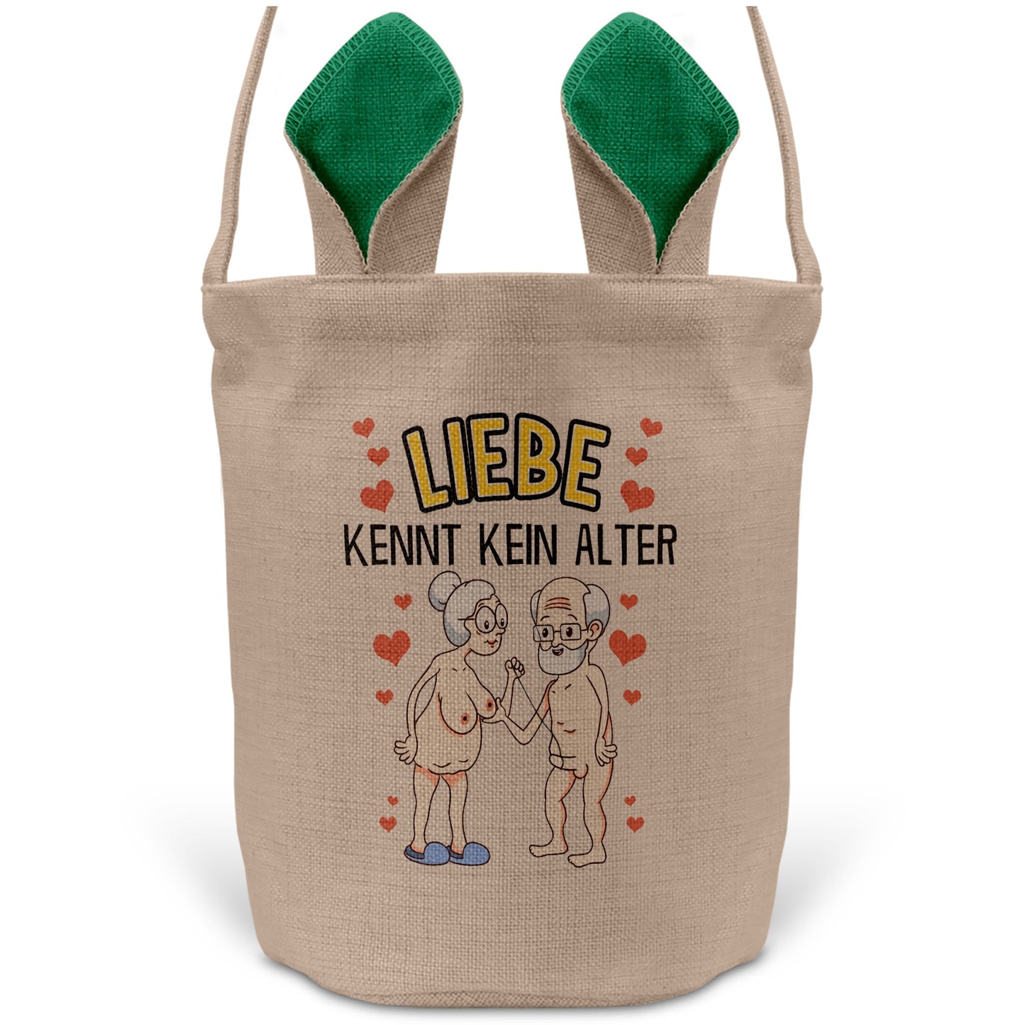 22Feels® Männer Frauen Osterkorb Liebe Paar Ehefrau Ehemann Freund Freundin Ostern mit Henkel Ostergeschenk Tragetasche Ostern Deko Osternest Körbchen Hasenohren (Beige/Grün)-Ostern Tragetasche-22Feels