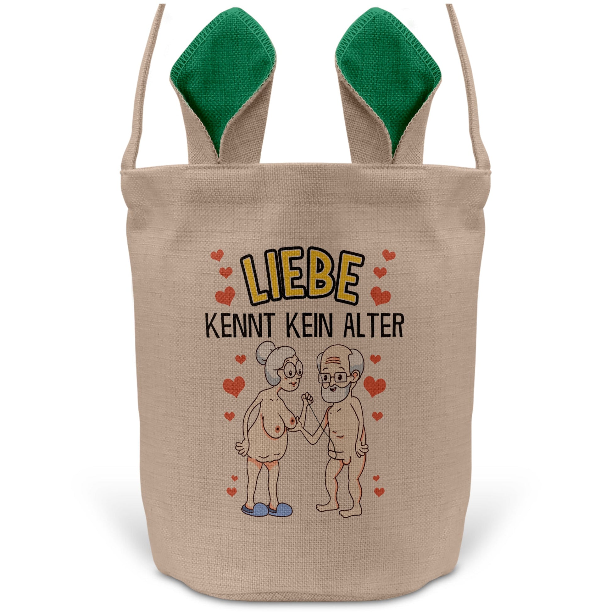 22Feels® Männer Frauen Osterkorb Liebe Paar Ehefrau Ehemann Freund Freundin Ostern mit Henkel Ostergeschenk Tragetasche Ostern Deko Osternest Körbchen Hasenohren (Beige/Grün)-Ostern Tragetasche-22Feels