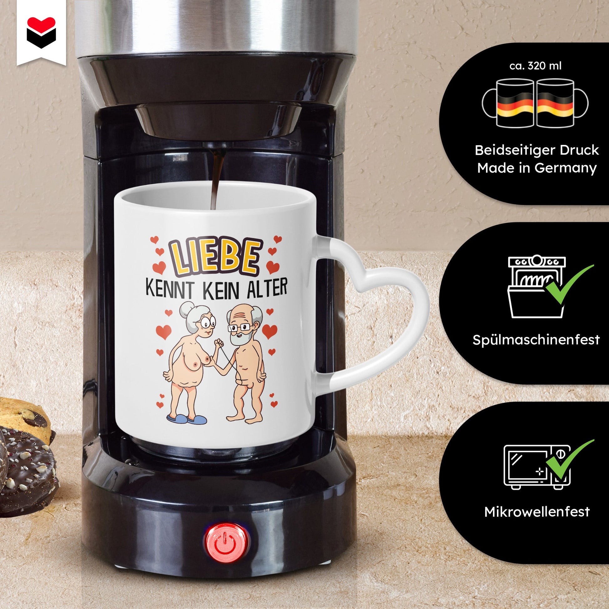22Feels® Paar Geschenk zum Jahrestag, Hochzeitstag, Valentinstag etc. - Tasse mit Spruch (Herzhenkel, Weiss, 320ml)-Tasse Weiss Herzhenkel 320ml-22Feels