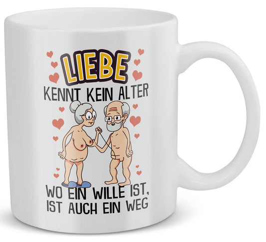 22Feels® Geschenk für Paare - Spruch: Liebe Kennt Kein Alter (Weiss, 320ml)-Weisse Tasse 320ml-22Feels
