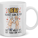 22Feels® Geschenk für Paare - Spruch: Liebe Kennt Kein Alter (Weiss, 320ml)-Weisse Tasse 320ml-22Feels