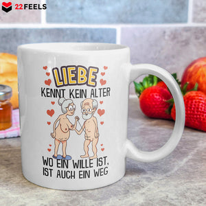 22Feels® Geschenk für Paare - Spruch: Liebe Kennt Kein Alter (Weiss, 320ml)-Weisse Tasse 320ml-22Feels