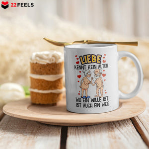 22Feels® Geschenk für Paare - Spruch: Liebe Kennt Kein Alter (Weiss, 320ml)-Weisse Tasse 320ml-22Feels