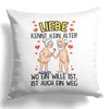 22Feels® Paar Geschenk zum Jahrestag, Hochzeitstag, Valentinstag etc. - Kissen mit Spruch: Liebe kennt kein Alter (Weiss 40x40cm)-Kissen Weiss 40x40-22Feels