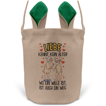 22Feels® Männer Frauen Osterkorb Liebe Paar Ehefrau Ehemann Freund Freundin Ostern mit Henkel Ostergeschenk Tragetasche Ostern Deko Osternest Körbchen Hasenohren (Beige/Grün)-Ostern Tragetasche-22Feels