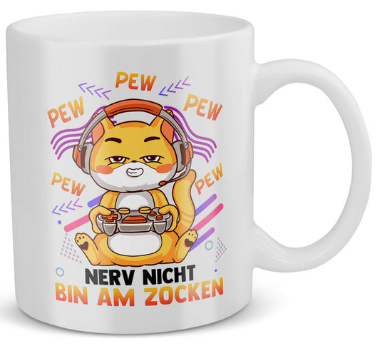 22Feels® Geschenk für Gamer - Tasse mit Spruch: Nerv Nicht, Bin Am Zocken (Weiss, 320ml)-Weisse Tasse 320ml-22Feels