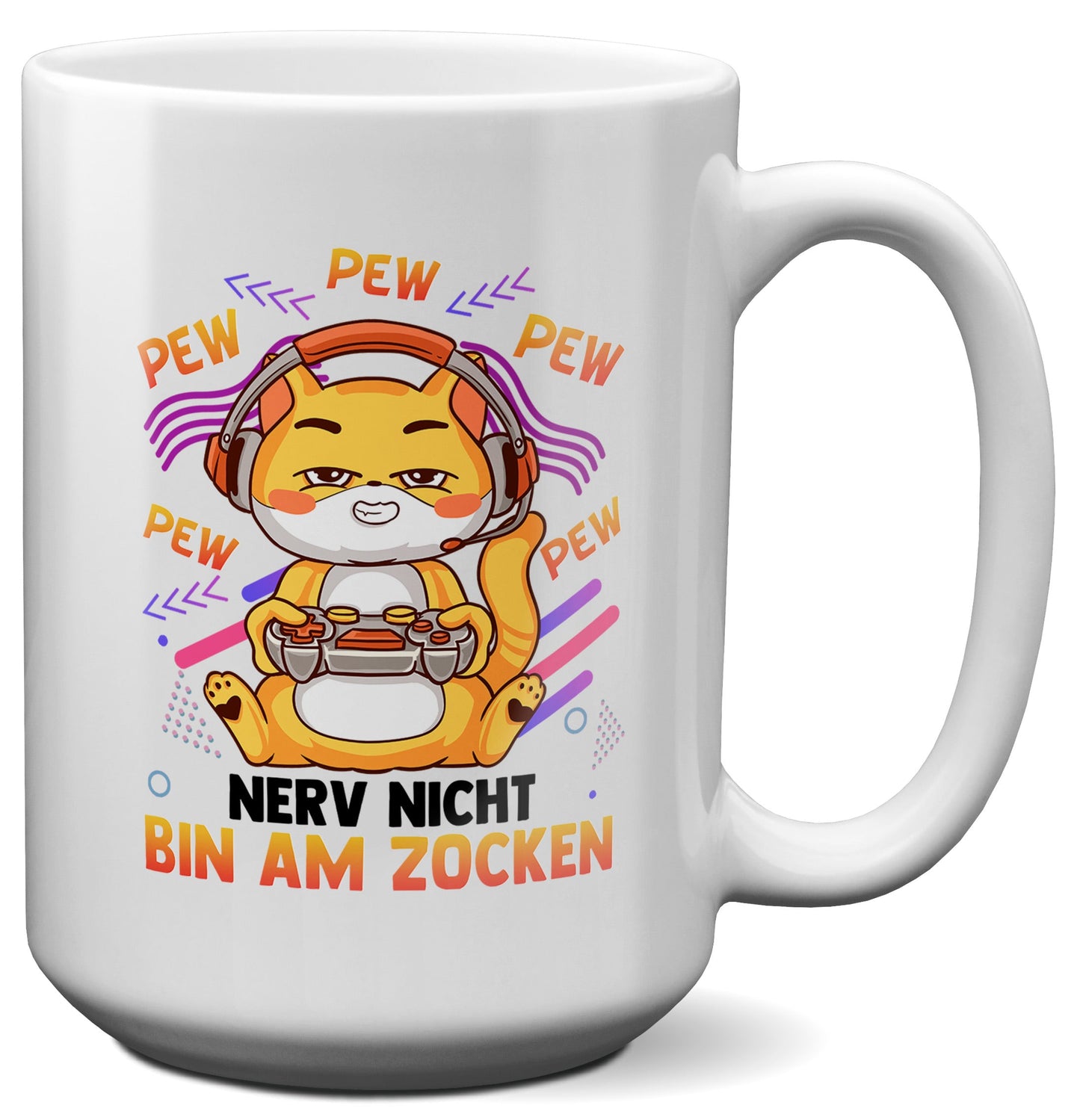 22Feels® Geschenk für Gamer - XL Tasse mit Spruch: Nerv Nicht, Bin Am Zocken (Weiss, 440ml)-Weisse XL Tasse 440ml-22Feels