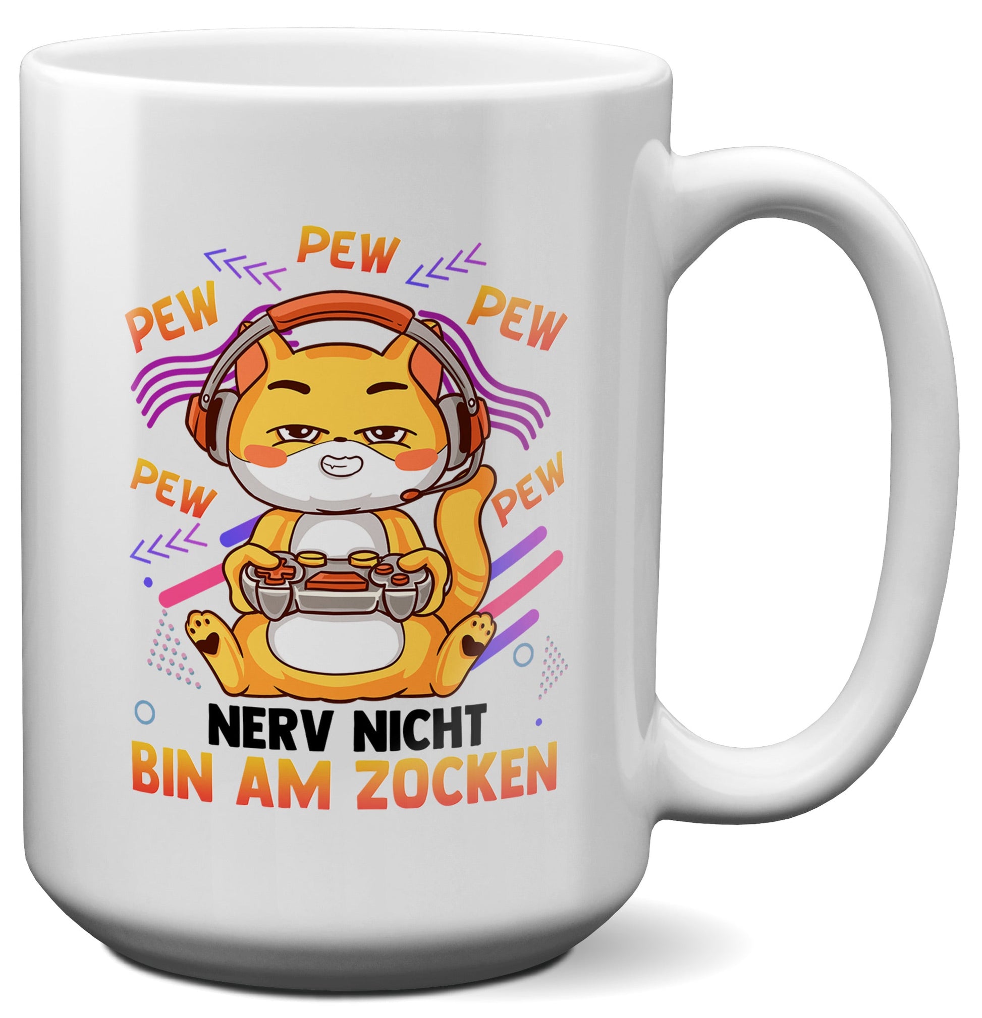 22Feels® Geschenk für Gamer - XL Tasse mit Spruch: Nerv Nicht, Bin Am Zocken (Weiss, 440ml)-Weisse XL Tasse 440ml-22Feels