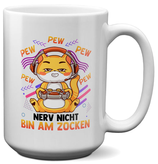 22Feels® Geschenk für Gamer - XL Tasse mit Spruch: Nerv Nicht, Bin Am Zocken (Weiss, 440ml)-Weisse XL Tasse 440ml-22Feels