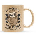 22Feels® Glitzertasse mit Faultier Tiermotiv - Büro Geschenkidee - Spruch: Ich spüre das Tier in mir (Gold, 320ml)-Glitzertasse Gold 320ml-22Feels