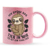 22Feels® Glitzertasse mit Faultier Tiermotiv - Büro Geschenkidee - Spruch: Ich spüre das Tier in mir (Pink, 320ml)-Glitzertasse Pink 320ml-22Feels